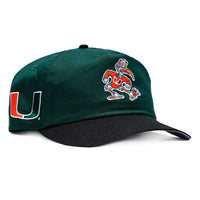 New Era 19Twenty Miami Hurricanes Logo Patch Ibis Snapback Pre-Curved Hat - Green, Black New Era