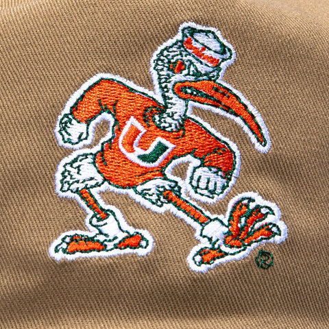 New Era 19Twenty Miami Hurricanes Logo Patch Ibis Snapback Pre-Curved Hat - Khaki, Green New Era