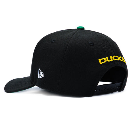 New Era 9Fifty A-Frame Oregon Ducks 2015 Rose Bowl Patch Mascot Snapback Pre-Curved Hat - Black New Era