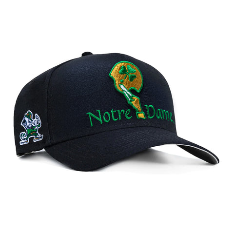 New Era 9Forty A-Frame Notre Dame Fighting Irish Logo Patch Helmet Snapback Hat - Navy New Era