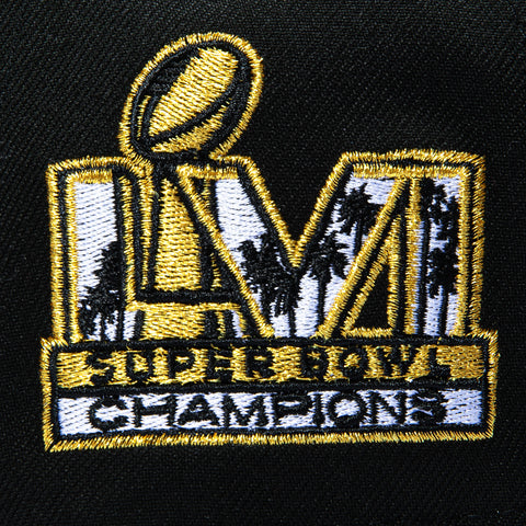 New Era 9Forty A-Frame Los Angeles Rams 2022 Super Bowl Champions Patch Word Snapback Hat - Black, Metallic Gold New Era