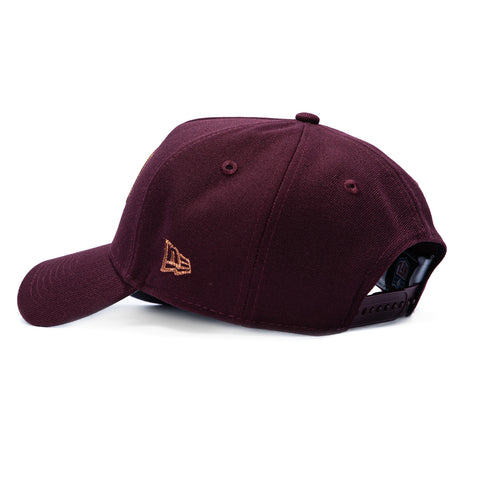 New Era 9Forty A-Frame Los Angeles Rams 40th Anniversary Patch LA Snapback Hat - Maroon, Metallic Copper New Era