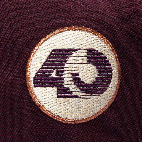 New Era 9Forty A-Frame Los Angeles Rams 40th Anniversary Patch LA Snapback Hat - Maroon, Metallic Copper New Era