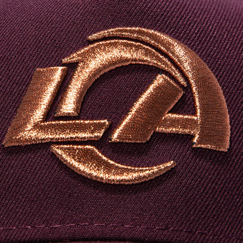 New Era 9Forty A-Frame Los Angeles Rams 40th Anniversary Patch LA Snapback Hat - Maroon, Metallic Copper New Era