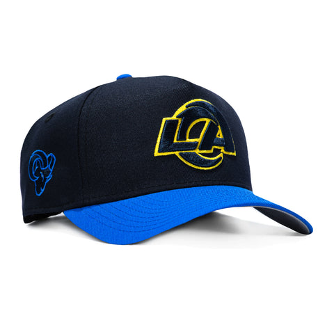 New Era 9Forty A-Frame Los Angeles Rams Logo Patch Snapback Hat - Navy, Royal New Era