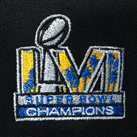 New Era 9Forty A-Frame Los Angeles Rams 2022 Super Bowl Champions Patch Light Blue UV Snapback Hat - Black New Era