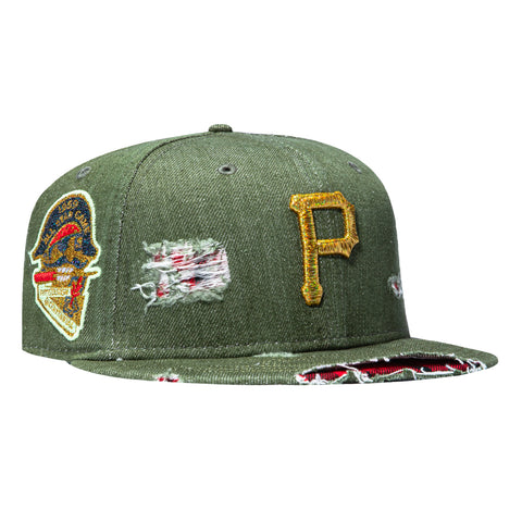 New Era 59Fifty Spooky Szn Pittsburgh Pirates 1959 All Star Game Patch Hat - Olive, Metallic Gold New Era