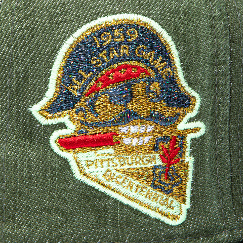 New Era 59Fifty Spooky Szn Pittsburgh Pirates 1959 All Star Game Patch Hat - Olive, Metallic Gold New Era