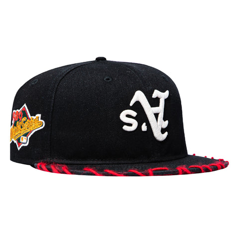 New Era 59Fifty Spooky Szn Oakland Athletics 1989 World Series Patch Upside Down Hat - Black New Era