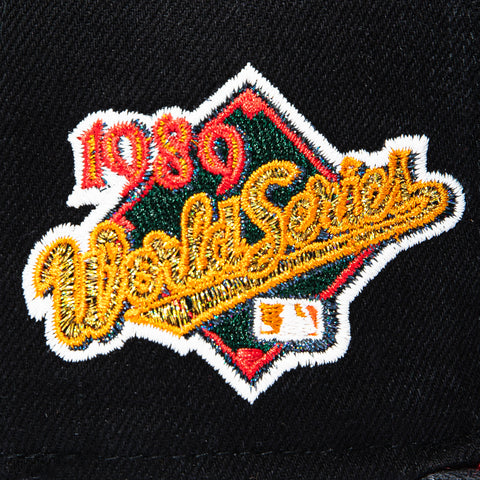 New Era 59Fifty Spooky Szn Oakland Athletics 1989 World Series Patch Upside Down Hat - Black New Era