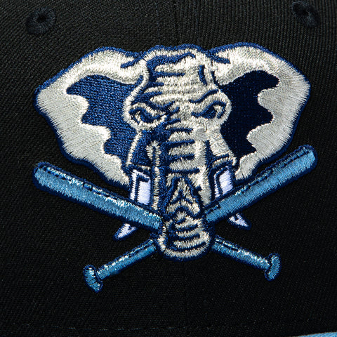 New Era 59Fifty Black and Blue Oakland Athletics 50th Anniversary Patch Stomper Hat - Black, Indigo New Era