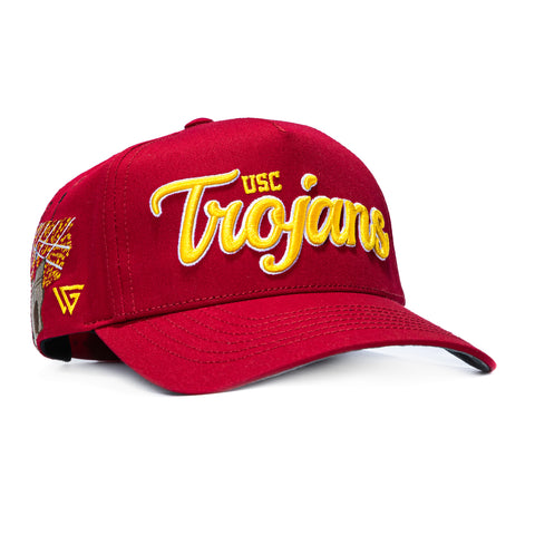 Woodn Grail USC Trojan Memorial Coliseum Home Crowd Stadium Patch Script Snapback Hat - Cardinal Woodn Grail