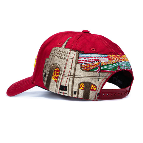 Woodn Grail USC Trojan Memorial Coliseum Home Crowd Stadium Patch Script Snapback Hat - Cardinal Woodn Grail