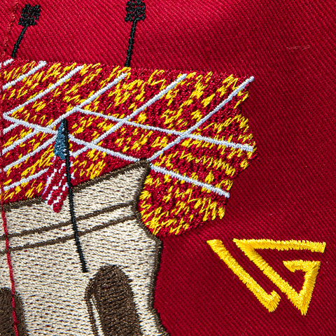 Woodn Grail USC Trojan Memorial Coliseum Home Crowd Stadium Patch Script Snapback Hat - Cardinal Woodn Grail