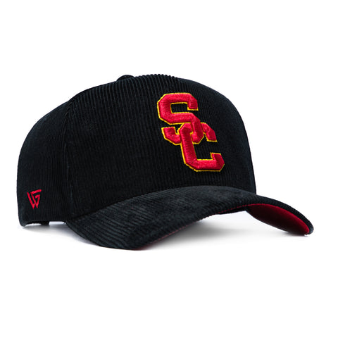 Woodn Grail USC Trojan Banners Patch Corduroy Snapback Hat - Black Woodn Grail