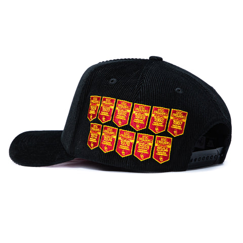 Woodn Grail USC Trojan Banners Patch Corduroy Snapback Hat - Black Woodn Grail