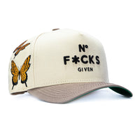 Field Grade No F*cks Given Butterfly Snapback Hat - Stone, Grey Field Grade