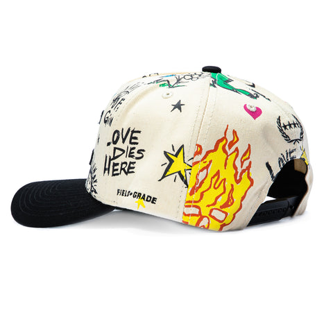 Field Grade Not For Everybody Doodle Snapback Hat - Sand, Black Field Grade