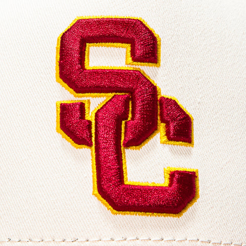 Woodn Grail USC Trojan Memorial Coliseum Home Crowd Stadium Patch Snapback Hat - Cream, Cardinal Woodn Grail