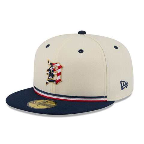 New Era 59Fifty 2026 MLB 4th of July Detroit Tigers 250th Anniversary Patch Hat - White, Navy