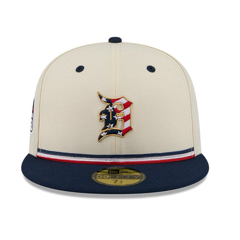 New Era 59Fifty 2026 MLB 4th of July Detroit Tigers 250th Anniversary Patch Hat - White, Navy