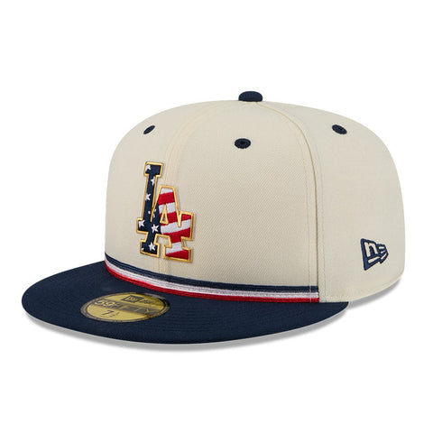 New Era 59Fifty 2026 MLB 4th of July Los Angeles Dodgers 250th Anniversary Patch Hat - White, Royal New Era