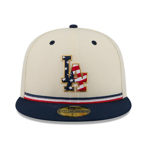 New Era 59Fifty 2026 MLB 4th of July Los Angeles Dodgers 250th Anniversary Patch Hat - White, Royal New Era