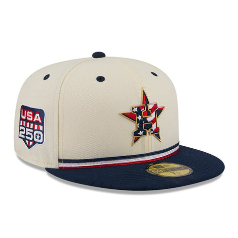 New Era 59Fifty 2026 MLB 4th of July Houston Astros 250th Anniversary Patch Hat - White, Royal