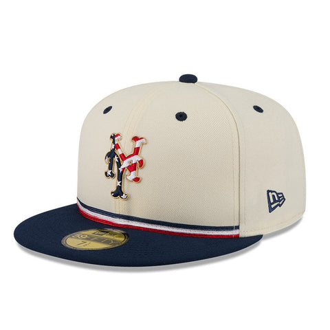 New Era 59Fifty 2026 MLB 4th of July New York Mets 250th Anniversary Patch Hat - White, Royal