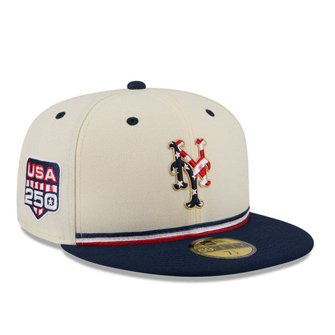New Era 59Fifty 2026 MLB 4th of July New York Mets 250th Anniversary Patch Hat - White, Royal