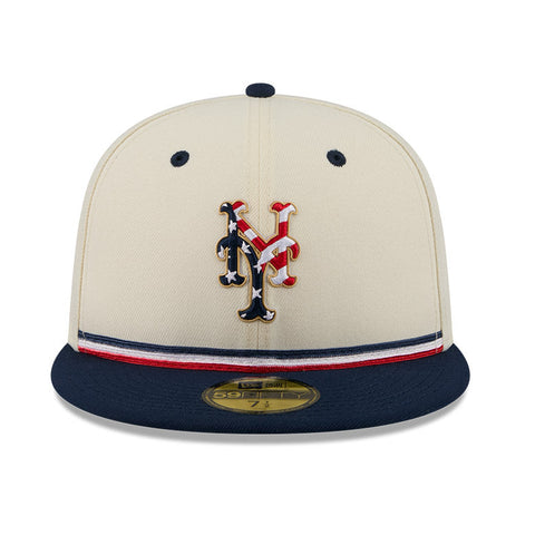 New Era 59Fifty 2026 MLB 4th of July New York Mets 250th Anniversary Patch Hat - White, Royal