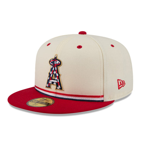 New Era 59Fifty 2026 MLB 4th of July Los Angeles Angels 250th Anniversary Patch Hat - White, Red New Era