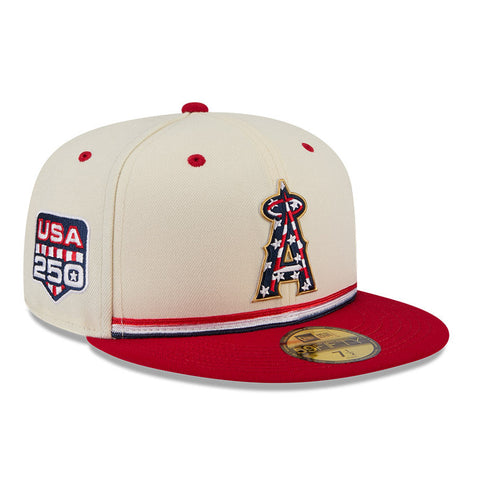 New Era 59Fifty 2026 MLB 4th of July Los Angeles Angels 250th Anniversary Patch Hat - White, Red New Era