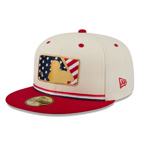 New Era 59Fifty 2026 MLB 4th of July Umpire Logo 250th Anniversary Patch Hat - White, Red