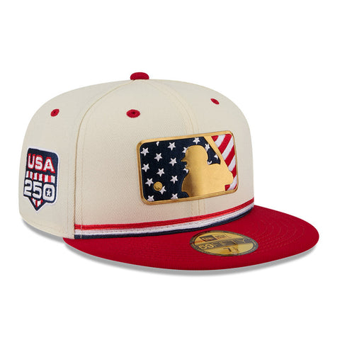 New Era 59Fifty 2026 MLB 4th of July Umpire Logo 250th Anniversary Patch Hat - White, Red