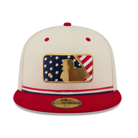 New Era 59Fifty 2026 MLB 4th of July Umpire Logo 250th Anniversary Patch Hat - White, Red