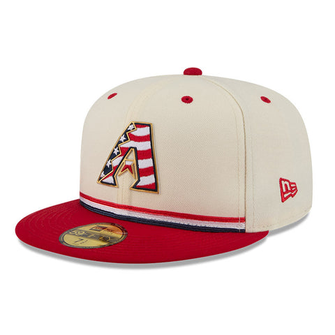 New Era 59Fifty 2026 MLB 4th of July Arizona Diamondbacks 250th Anniversary Patch Hat - White, Red