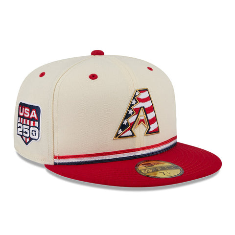 New Era 59Fifty 2026 MLB 4th of July Arizona Diamondbacks 250th Anniversary Patch Hat - White, Red