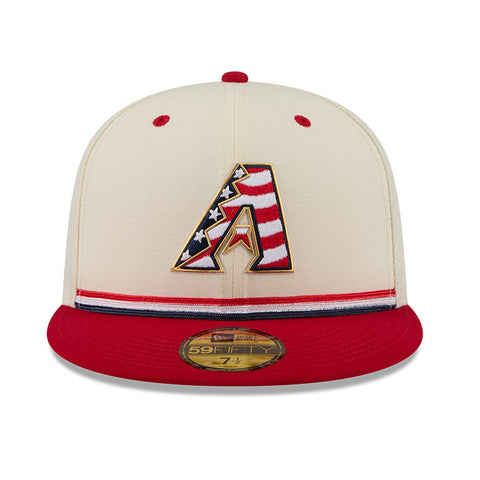 New Era 59Fifty 2026 MLB 4th of July Arizona Diamondbacks 250th Anniversary Patch Hat - White, Red