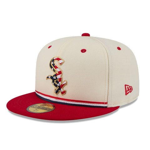 New Era 59Fifty 2026 MLB 4th of July Chicago White Sox 250th Anniversary Patch Hat - White, Red