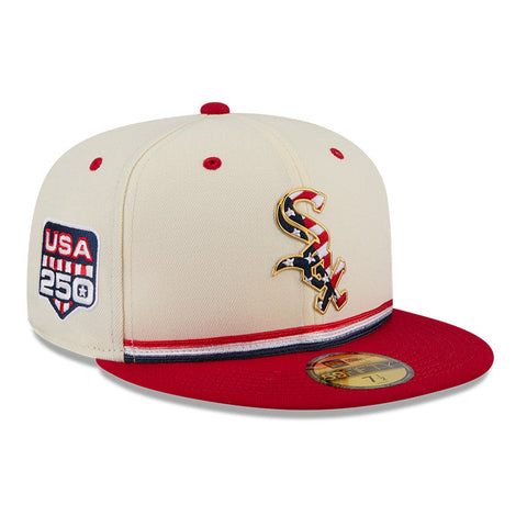New Era 59Fifty 2026 MLB 4th of July Chicago White Sox 250th Anniversary Patch Hat - White, Red
