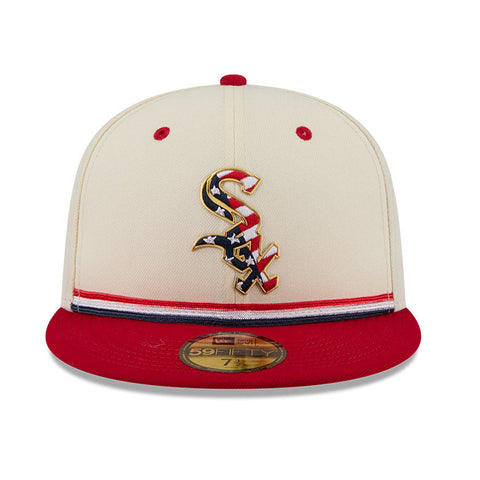 New Era 59Fifty 2026 MLB 4th of July Chicago White Sox 250th Anniversary Patch Hat - White, Red
