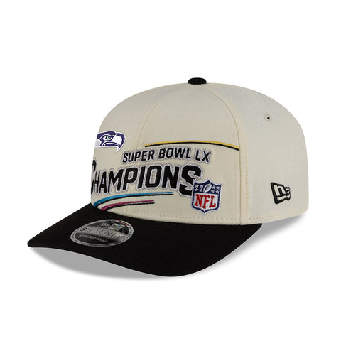 New Era 9Seventy Seattle Seahawks 2026 Super Bowl Champions Patch Locket Room Snapback Hat - Stone, Black New Era