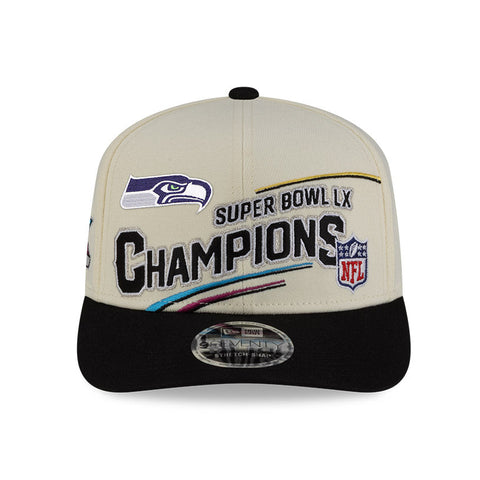 New Era 9Seventy Seattle Seahawks 2026 Super Bowl Champions Patch Locket Room Snapback Hat - Stone, Black New Era