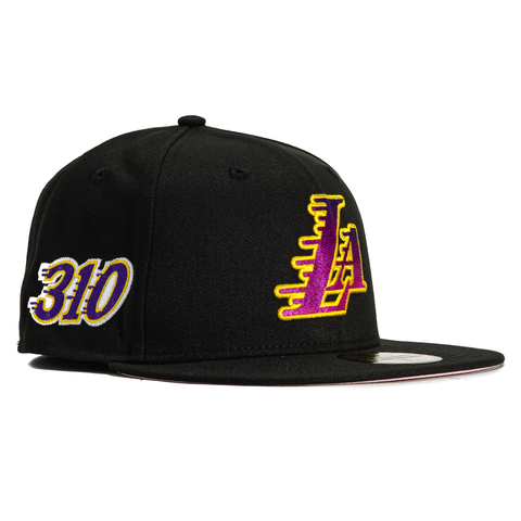 New Era 59Fifty Los Angeles Lakers 310 Patch LA Gradient Pink UV Hat - Black
