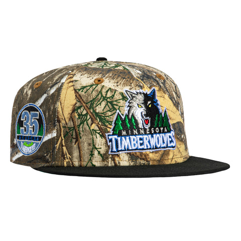 New Era 59Fifty Minnesota Timberwolves 35th Anniversary Patch 2008 Logo Hat - Realtree, Black New Era