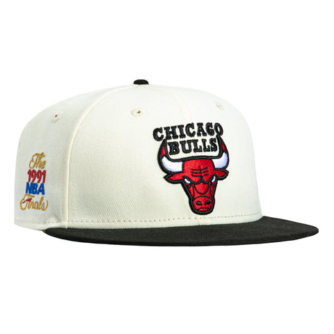 New Era 59Fifty Chicago Bulls 1991 NBA Finals Patch Hat - White, Black New Era