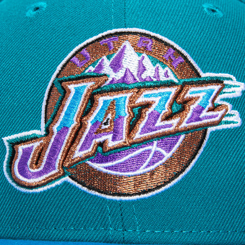 New Era 59Fifty Utah Jazz 1998 NBA Finals Patch Hat - Teal, Neon Blue New Era