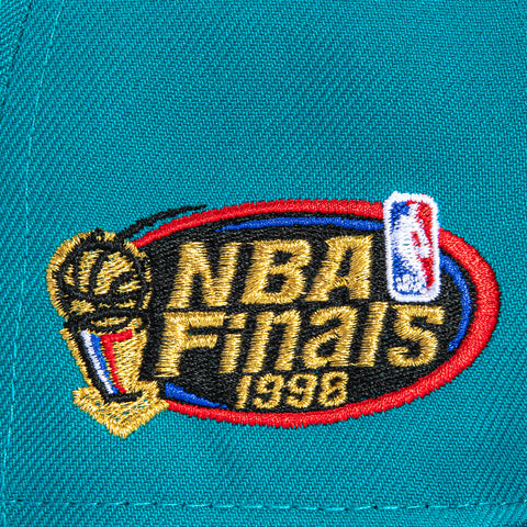 New Era 59Fifty Utah Jazz 1998 NBA Finals Patch Hat - Teal, Neon Blue New Era