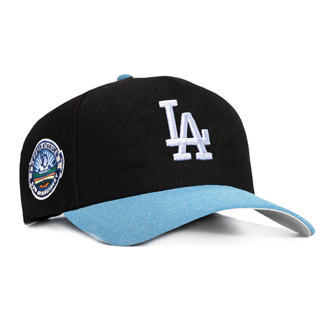 New Era 9Forty A-Frame Los Angeles Dodgers 50th Anniversary Stadium Patch Snapback Hat - Black, Indigo New Era